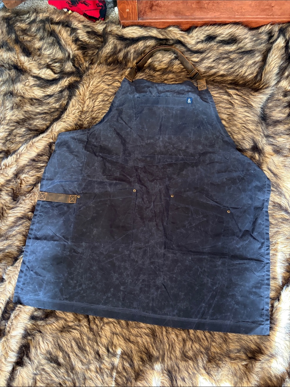 Hedley & Bennett Navy Acid Wash Waxed Canvas Apron Waxman